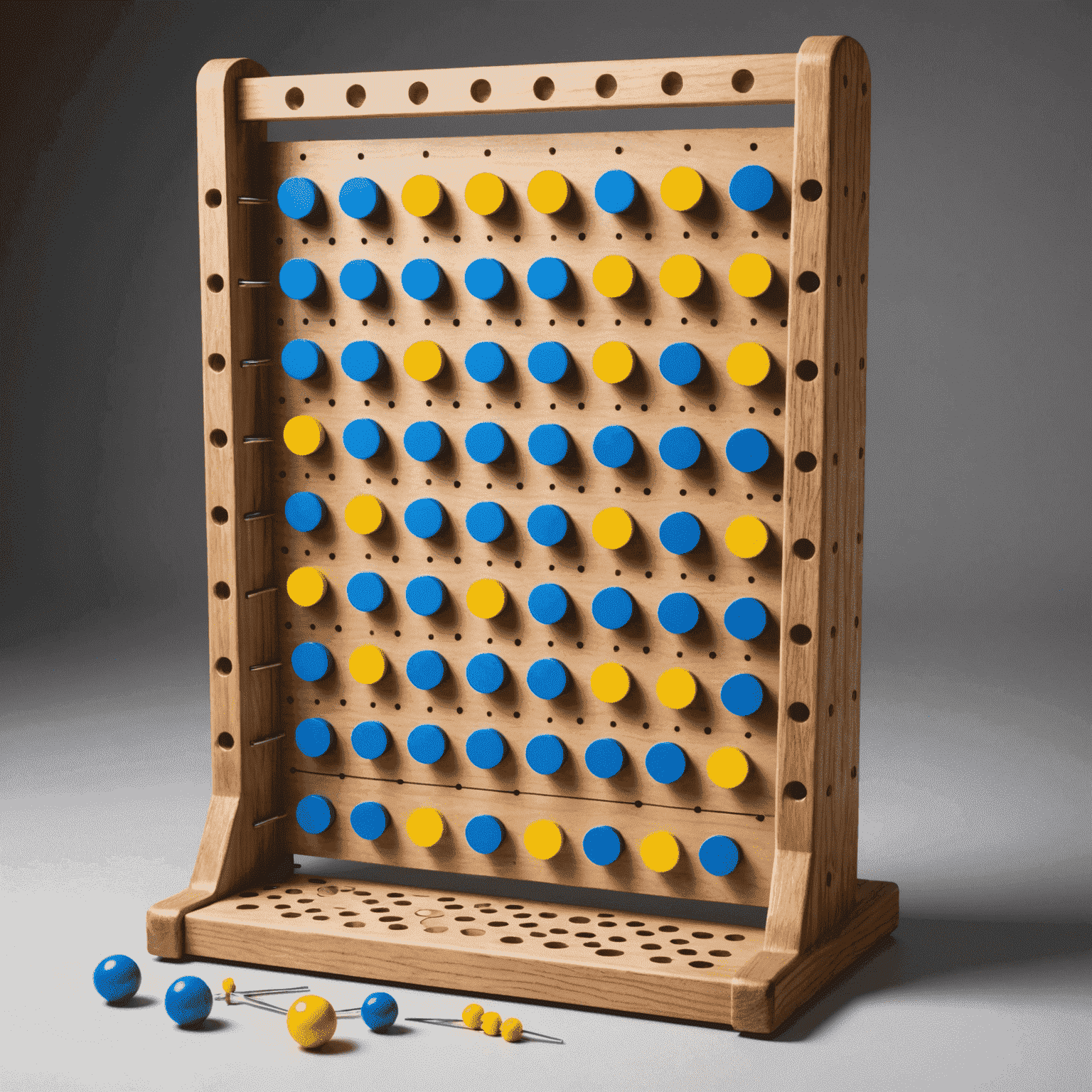 A Plinko board setup with pegs and slots, ready for gameplay